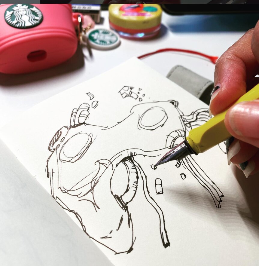Loose color sketch of a game controller